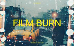 复古电影胶片烧伤融化叠加照片效果PS特效滤镜样机素材 Film Burn Overlay Textures