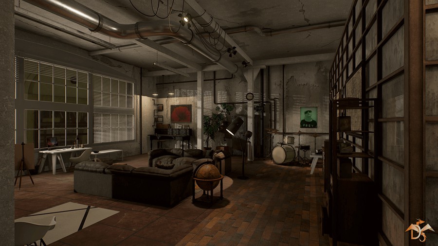 真实实验室阁楼房屋内部环境场景3D模型UE设计素材 Laboratory Interior Studio In Loft Style , 第2张