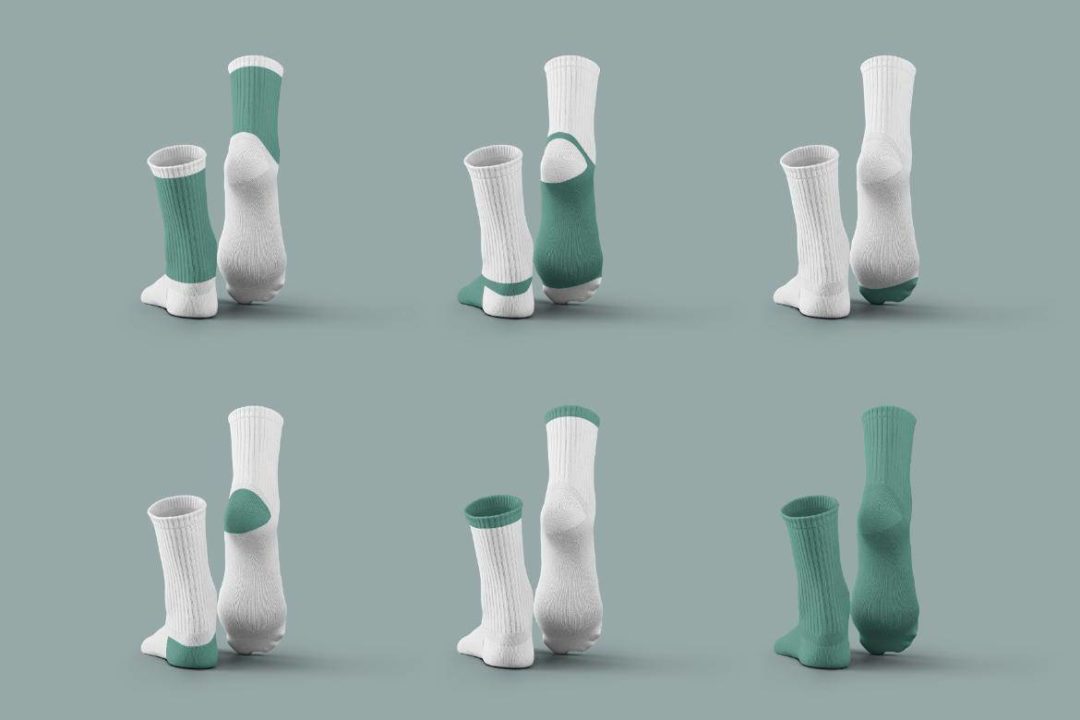 7款时尚中筒袜子印花图案设计展示效果图PSD样机模板素材 7 Mockups Medium Socks in the 3D Style 样机素材 第3张