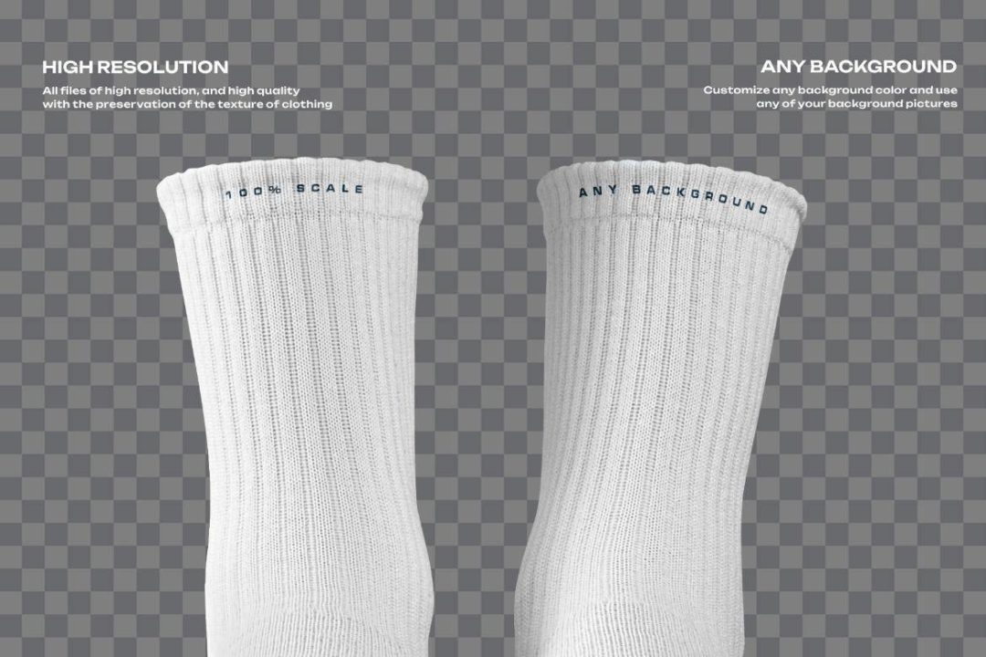 7款时尚中筒袜子印花图案设计展示效果图PSD样机模板素材 7 Mockups Medium Socks in the 3D Style 样机素材 第6张