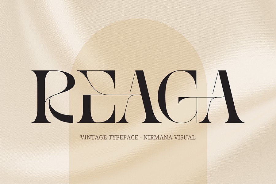 时尚复古美学品牌广告标志设计衬线英文字体安装包 Reaga Vintage – Branding Logo Font , 第1张