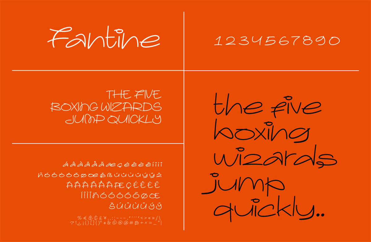 英文字体：复古自然真实笔迹墨迹手写pop涂鸦艺术英文logo装饰字体 Fantine Font , 第4张