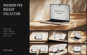 15款逼真光影苹果MacBook Pro网站界面WEB UI设计展示效果图PS贴图样机模板 MacBook Pro Mockup Collection