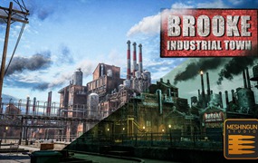 工业城市工厂街道烟囱建筑3D模型UE设计素材 Brooke Industrial Town