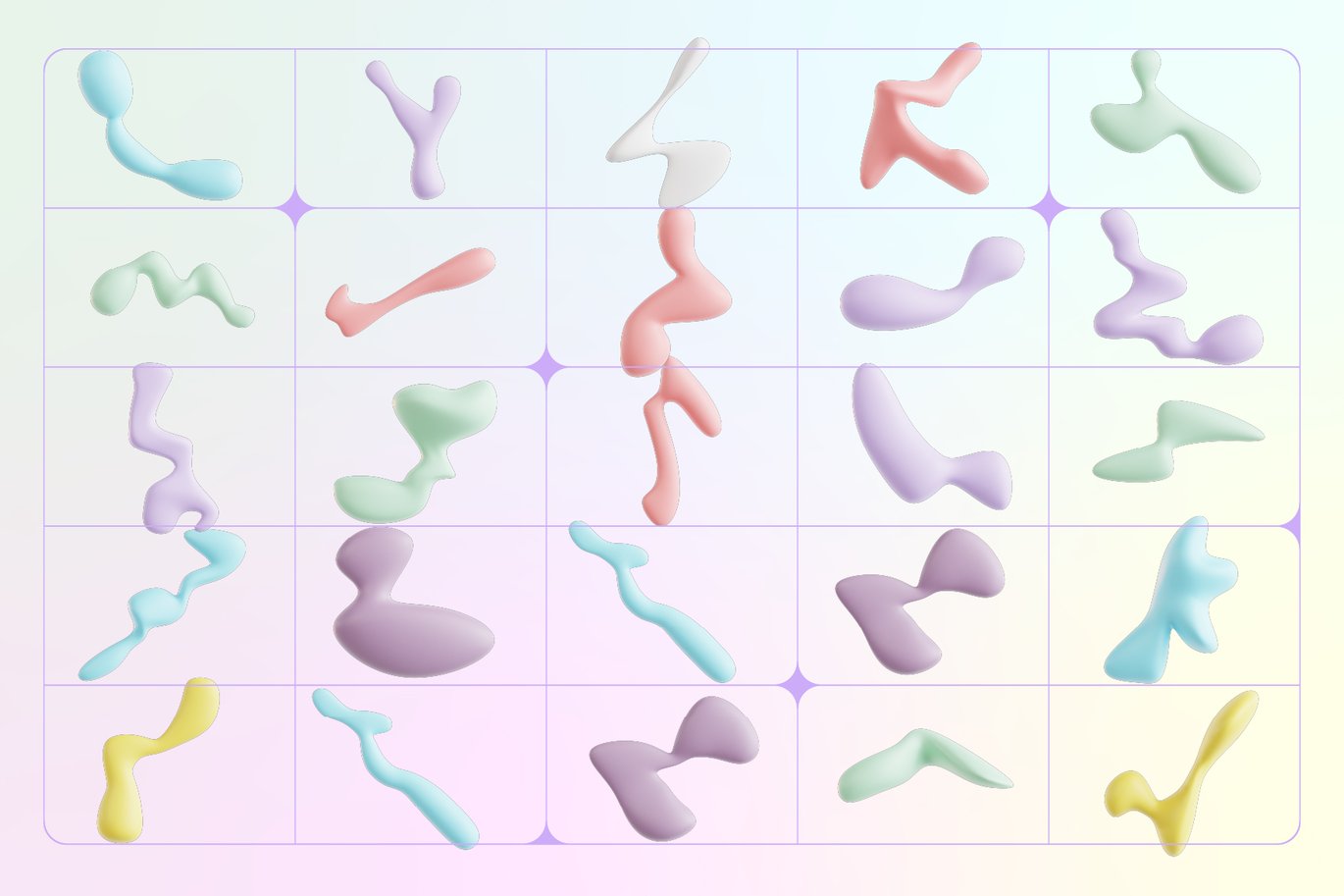 120款创意3D三维多彩流体抽象艺术图形设计素材OBJ/FBX/PNG格式 Pastel Fluid Shapes 3D Icon Set 图片素材 第3张