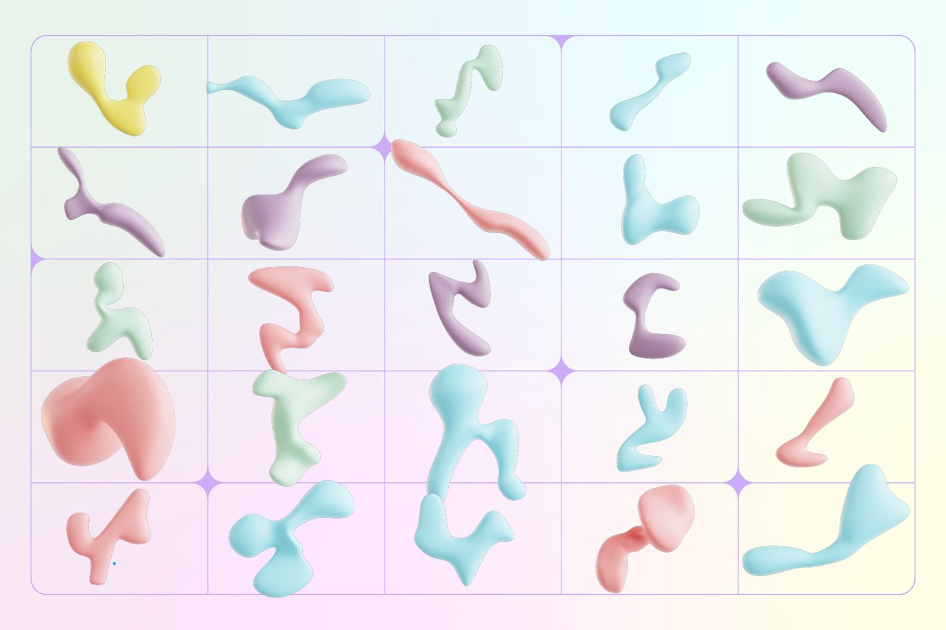 120款创意3D三维多彩流体抽象艺术图形设计素材OBJ/FBX/PNG格式 Pastel Fluid Shapes 3D Icon Set 图片素材 第4张