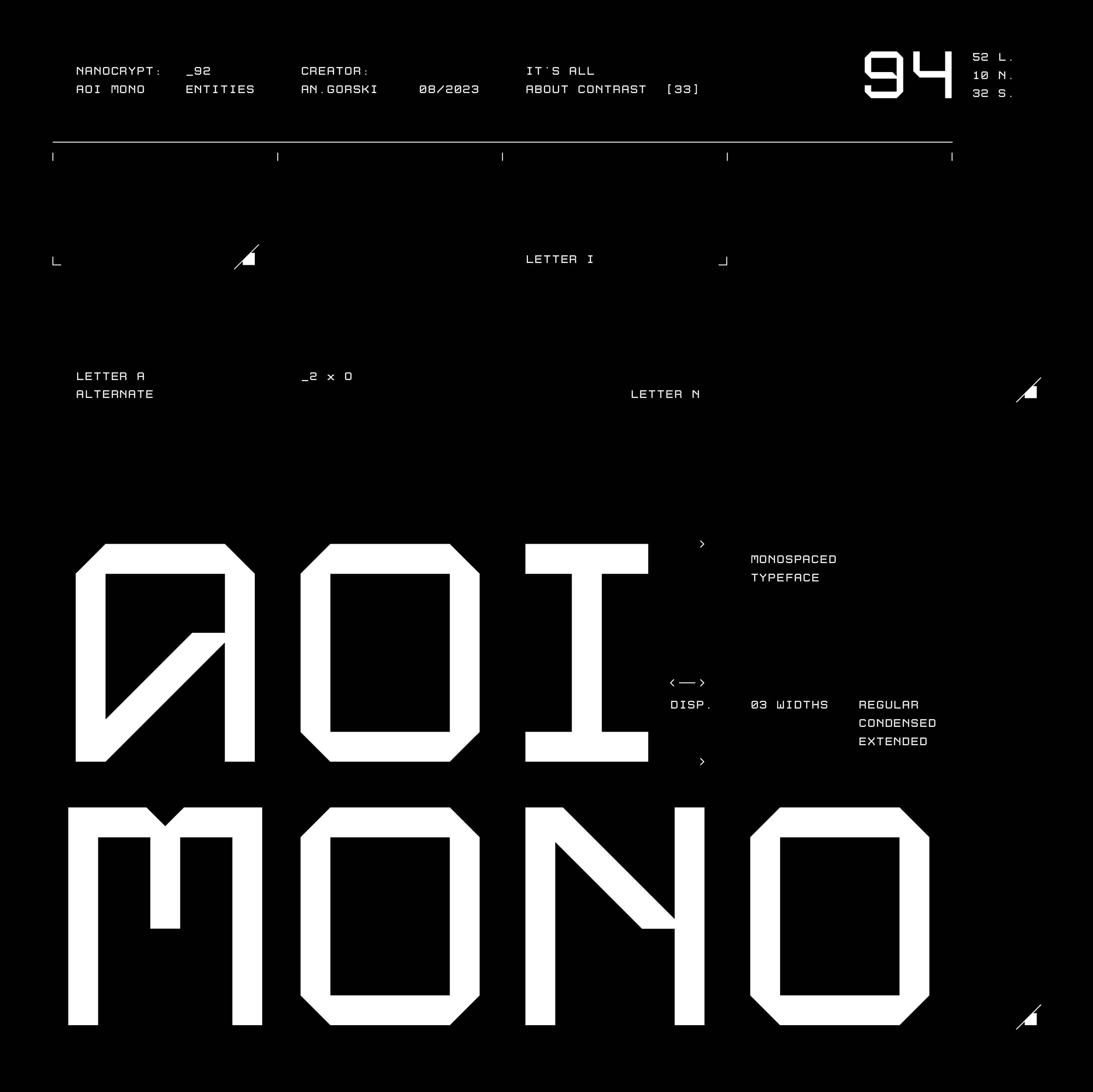 未来科幻先锋斜角赛博朋克几何工业风PSAI大写英文字体安装包 Studio Innate – Aoi Mono 设计素材 第1张