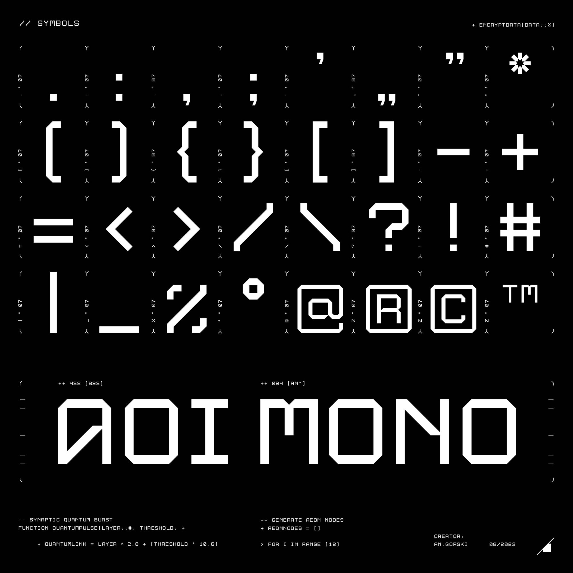 未来科幻先锋斜角赛博朋克几何工业风PSAI大写英文字体安装包 Studio Innate – Aoi Mono 设计素材 第5张