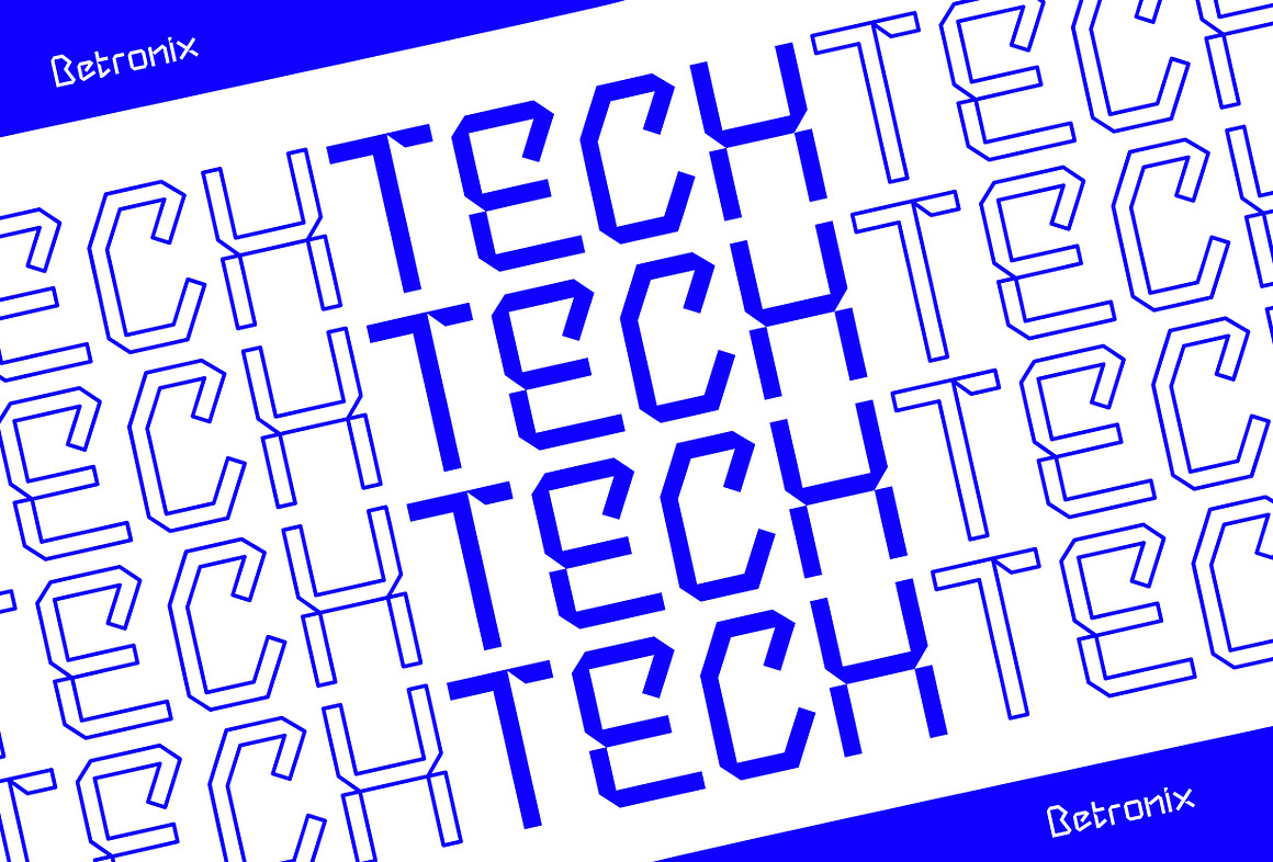 未来派科技品牌海报徽标设计装饰英文字体安装包 Betronix – Futuristic Type 设计素材 第3张