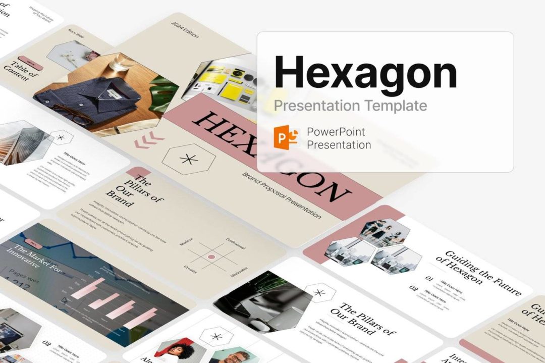 现代简约品牌营销策划提案简报设计ppt模版 Hexagon Brand Proposal Template 幻灯图表 第3张