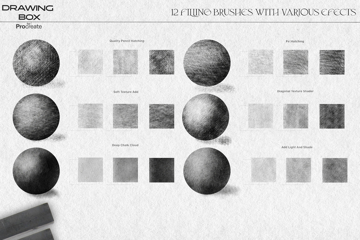 真实铅笔炭笔素描线条数字绘画效果procreate笔刷画笔设计素材 Drawing Box Pencils For Procreate , 第6张