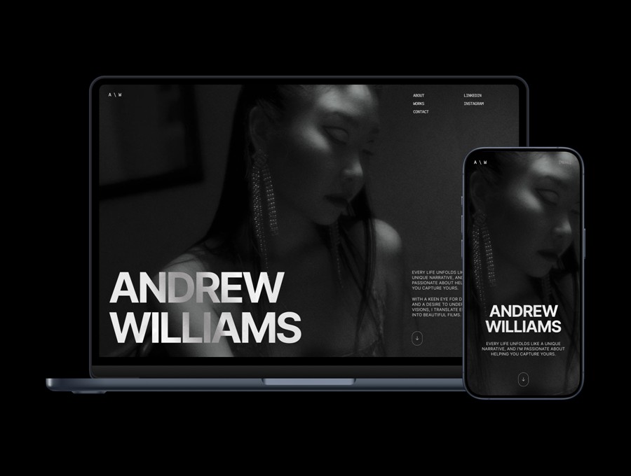 创意黑化风摄影设计作品集展示网站web ui界面设计figma模板素材 Andrew Williams — Videogrpher Portfolio , 第6张