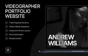 创意黑化风摄影设计作品集展示网站web ui界面设计figma模板素材 Andrew Williams — Videogrpher Portfolio