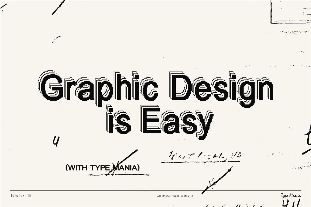 英文字体：复古数字化像素故障抖动科技仿旧ASCII标题排版无衬线趣味装饰字体 Telefax TM – Eroded Fax Typeface 设计素材 第9张