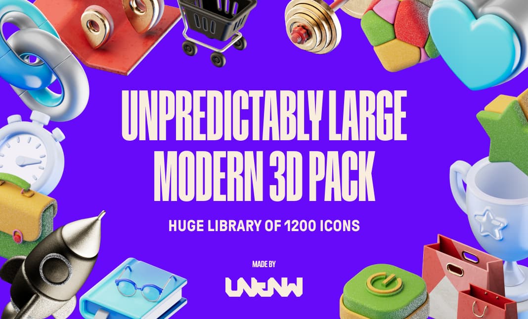 1200款创意APP网站界面设计3D立体插图图标Icons设计Figma格式素材 Unpredictably Modern 3D Pack 图标素材 第1张