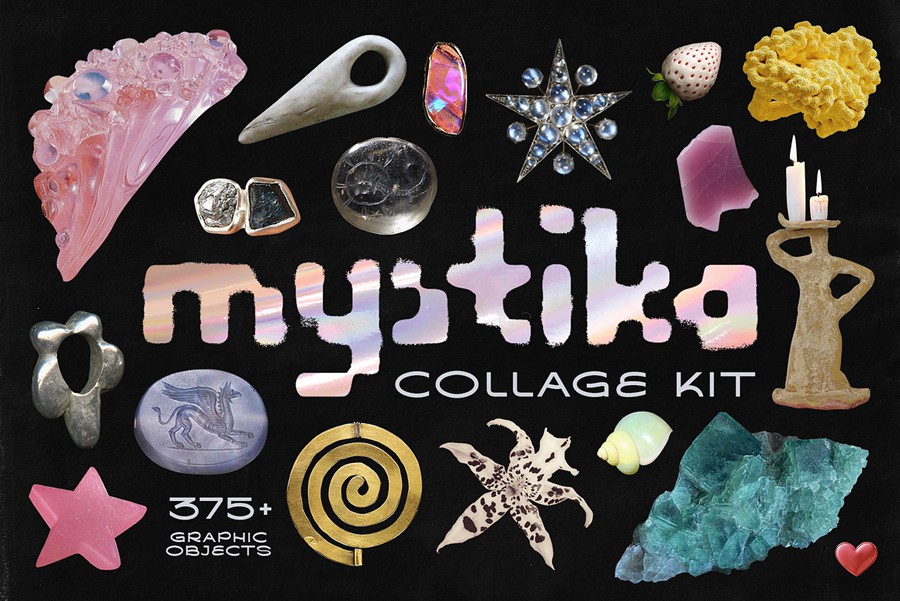 380+款未来神秘魔法魔幻单词物品剪贴元素PNG免抠图设计素材 Mystika Collage Kit , 第1张