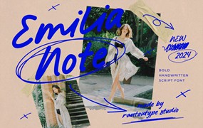 现代品牌杂志广告邀请函徽标设计手写英文字体安装包 EmiliaNote Handwritten Font