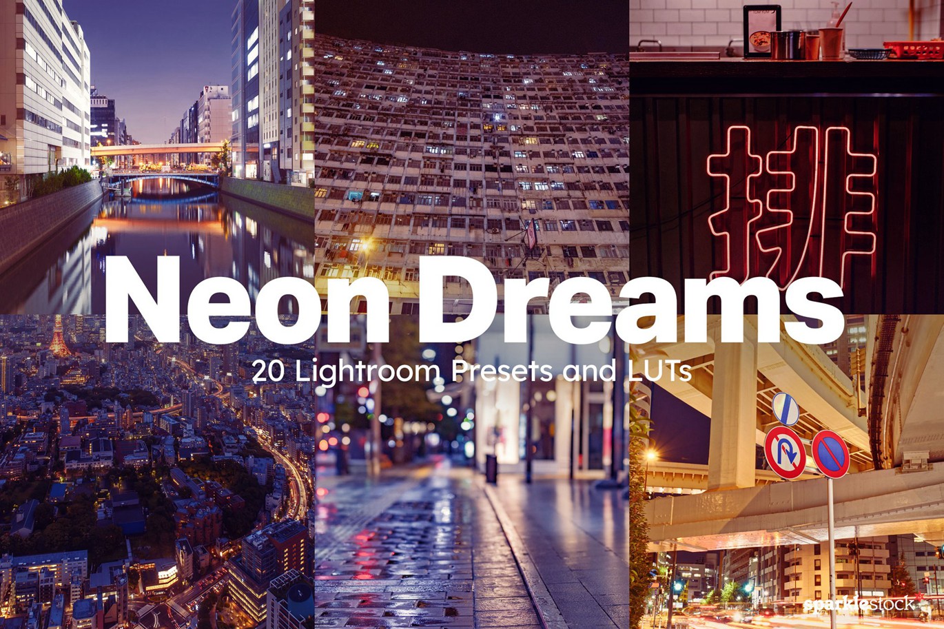 20组反乌托邦绿色调夜景扫街摄影照片调色Lightroo&LUTs预设包 20 Neon Dreams Lightroom Presets and LUTs , 第1张