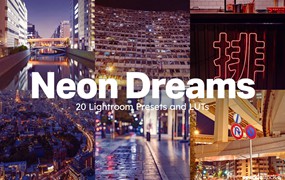 20组反乌托邦绿色调夜景扫街摄影照片调色Lightroo&LUTs预设包 20 Neon Dreams Lightroom Presets and LUTs