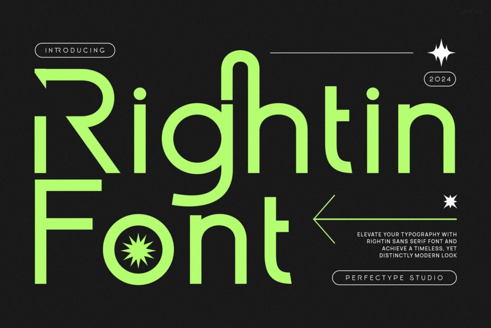 复古简约品牌杂志海报徽标设计无衬线英文字体安装包 Rightin Modern Futuristic Ligature Sans Serif Fon , 第1张