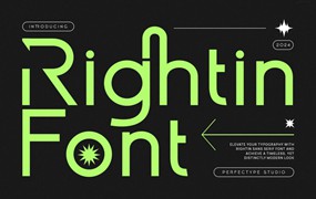 复古简约品牌杂志海报徽标设计无衬线英文字体安装包 Rightin Modern Futuristic Ligature Sans Serif Fon