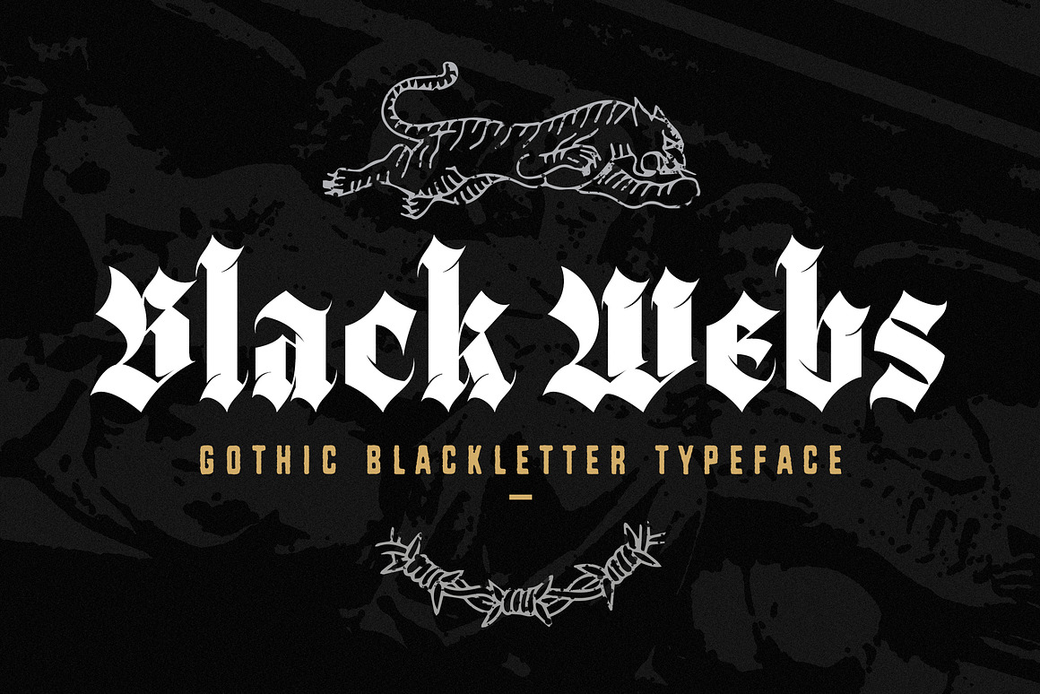 哥特式品牌海报包装徽标设计装饰英文字体安装包 Black Webs – Gothic Blackletter Typeface , 第1张