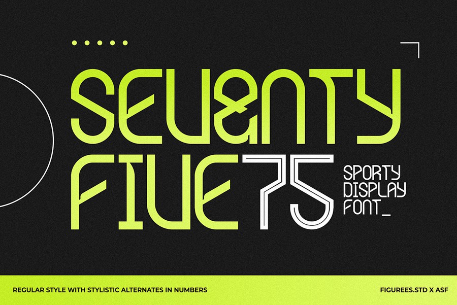 极简品牌海报游戏电子竞技设计无衬线英文字体安装包 Seventy Five – Sporty Display Font 设计素材 第1张