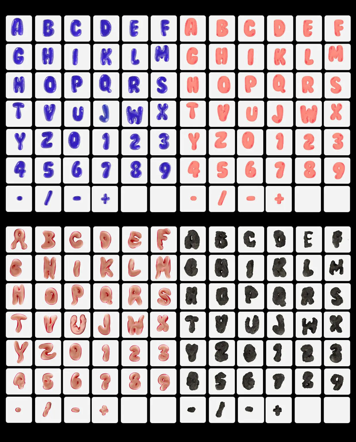 潮流前卫酸性3D立体视觉海报标题设计气泡气球英文字母数字符号PNG免抠图素材 Wobbly Bubbly Letters with 3D Style and 20 Variations , 第10张