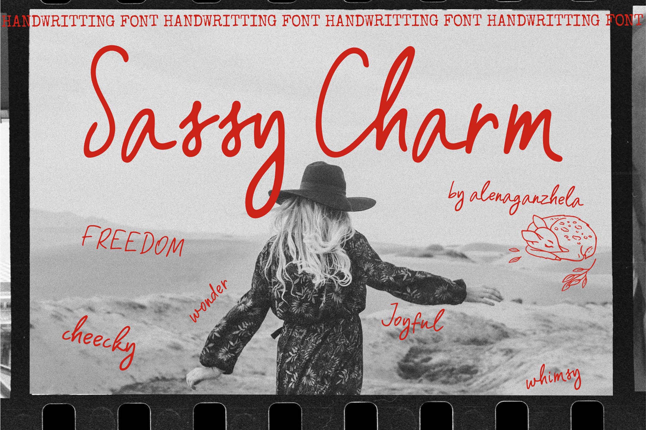 SASSY CHARM — Handwriting Font 复古时尚VLOG视频封面涂鸦书籍杂志画册海报创意设计装饰手写字体 , 第1张