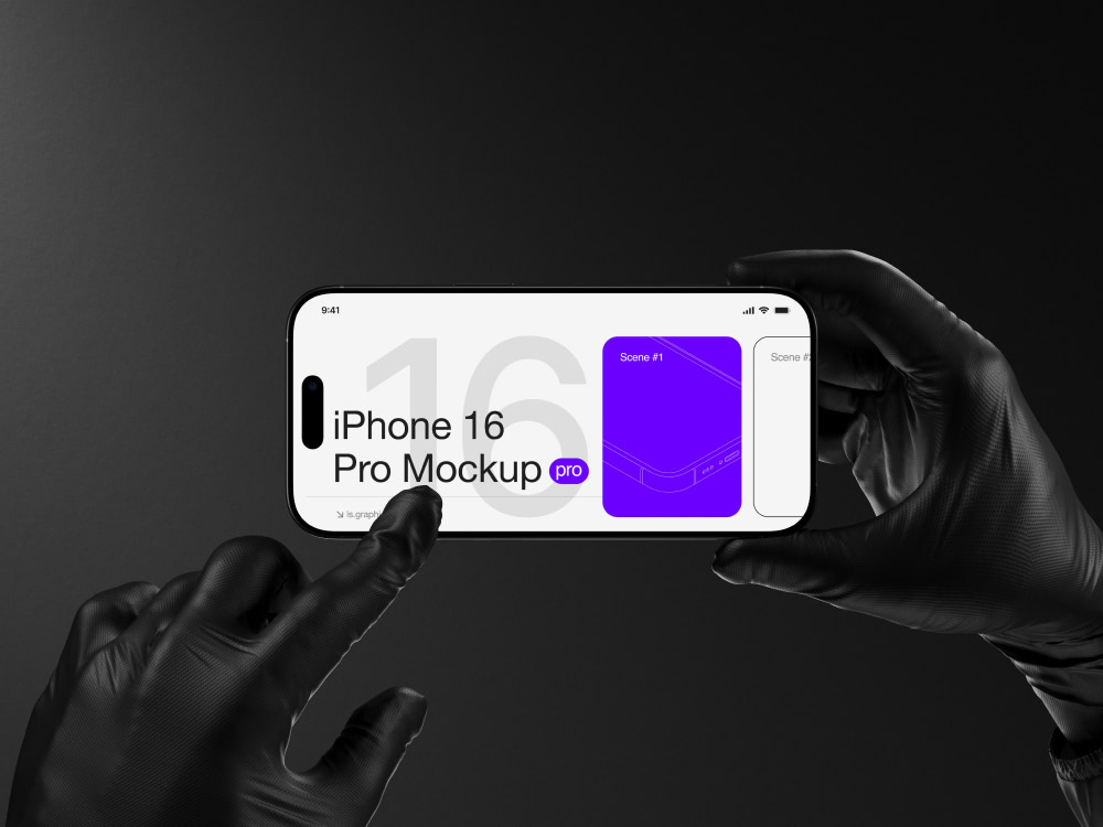 16款黑化工业风苹果手持iPhone 16 Pro屏幕演示效果图Ps展示贴图样机模板素材 T-Mockups: iPhone 16 Pro , 第14张