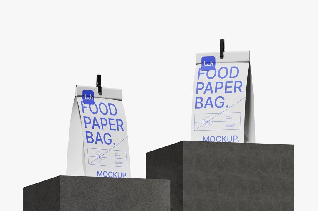 时尚真实食品咖啡包装纸袋设计展示效果图PS贴图样机模板素材 Food Paper Bag Packaging Mockup | 004 样机素材 第2张