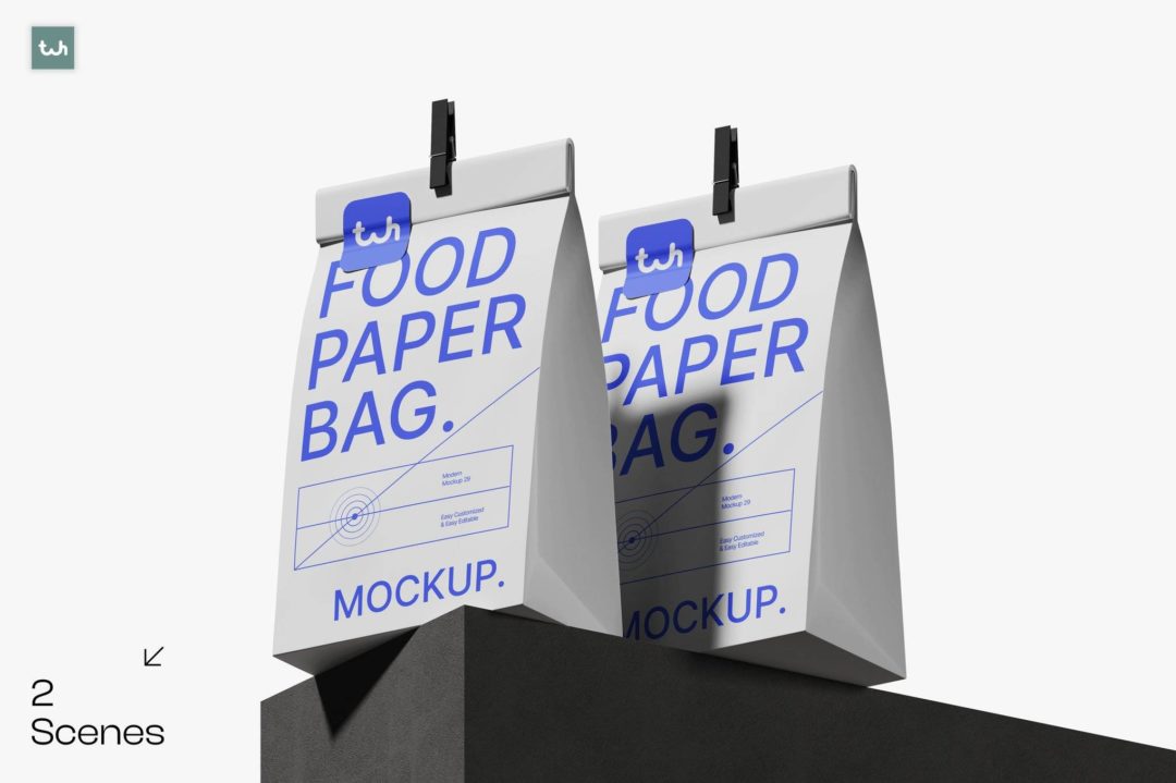 时尚真实食品咖啡包装纸袋设计展示效果图PS贴图样机模板素材 Food Paper Bag Packaging Mockup | 004 样机素材 第1张