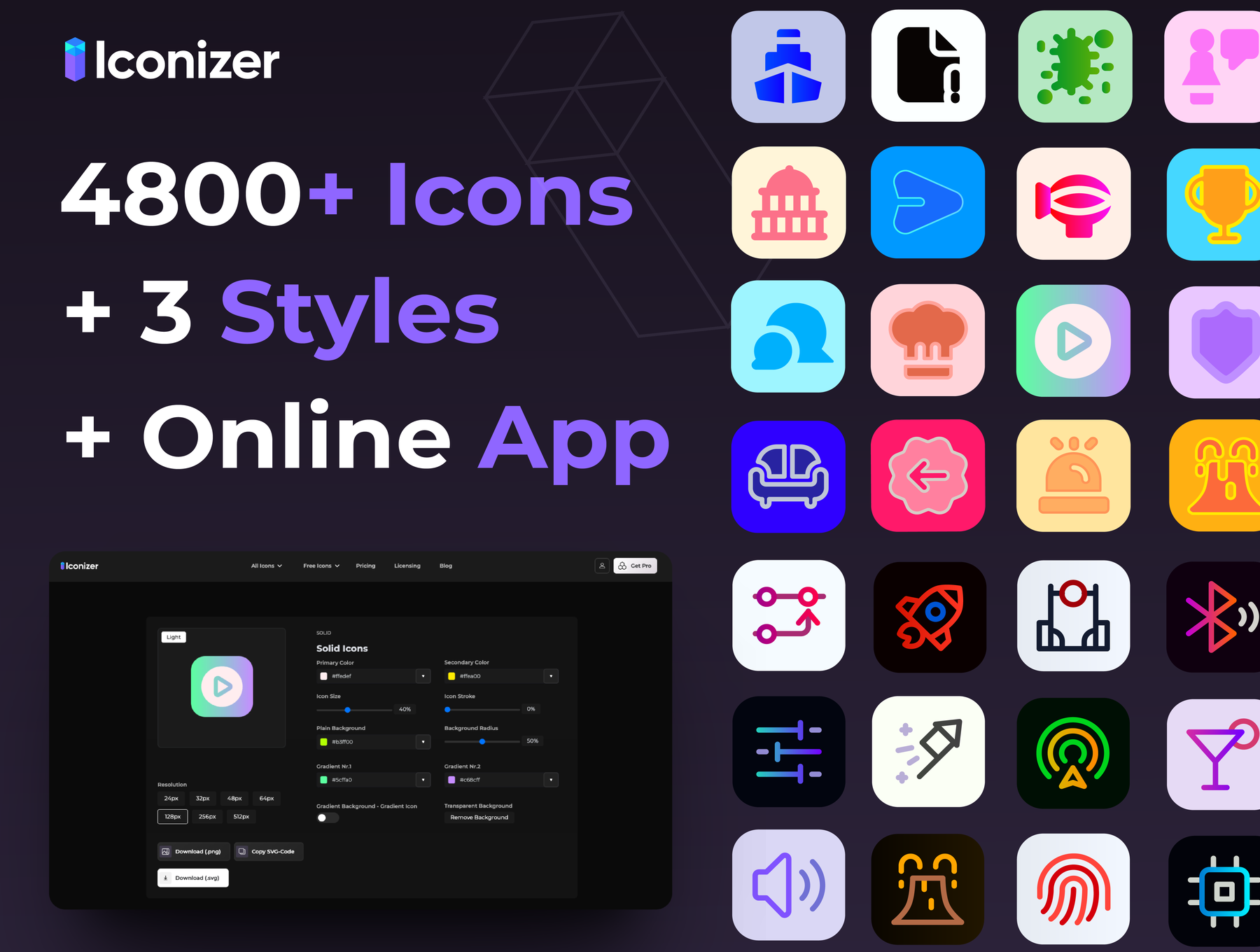 4800+款终极精美APP/网站界面设计矢量线条线稿图标Icons设计Figma/Svg格式素材 Iconizer Pro Icon Customizer 4800+ Icons, 3 Styles 图标素材 第1张