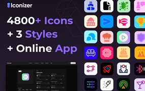 4800+款终极精美APP/网站界面设计矢量线条线稿图标Icons设计Figma/Svg格式素材 Iconizer Pro Icon Customizer 4800+ Icons, 3 Styles