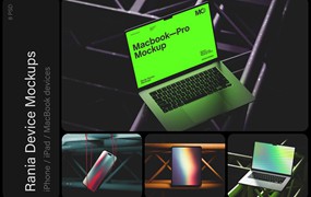 8款高级工业风苹果iPhone手机iPad平板MacBook电脑展示PS贴图样机模板 Rania Device Mockups