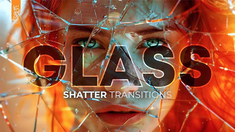 Glass Shatter Transitions 8种玻璃破碎转场过渡达芬奇预设DaVinci Resolve Macros 插件预设 第1张