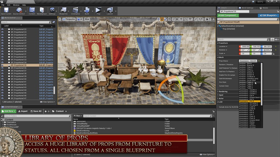 UE模型 古典罗马建筑室内环境3D模型素材 Unreal Engine Rome Fantasy Pack II 样机素材 第12张