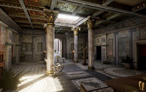 UE模型 古典罗马建筑室内环境3D模型素材 Unreal Engine Rome Fantasy Pack II