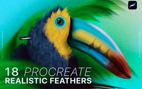 Procreate Realistic Feather Brushes 18个逼真的动物羽化Procreate笔刷