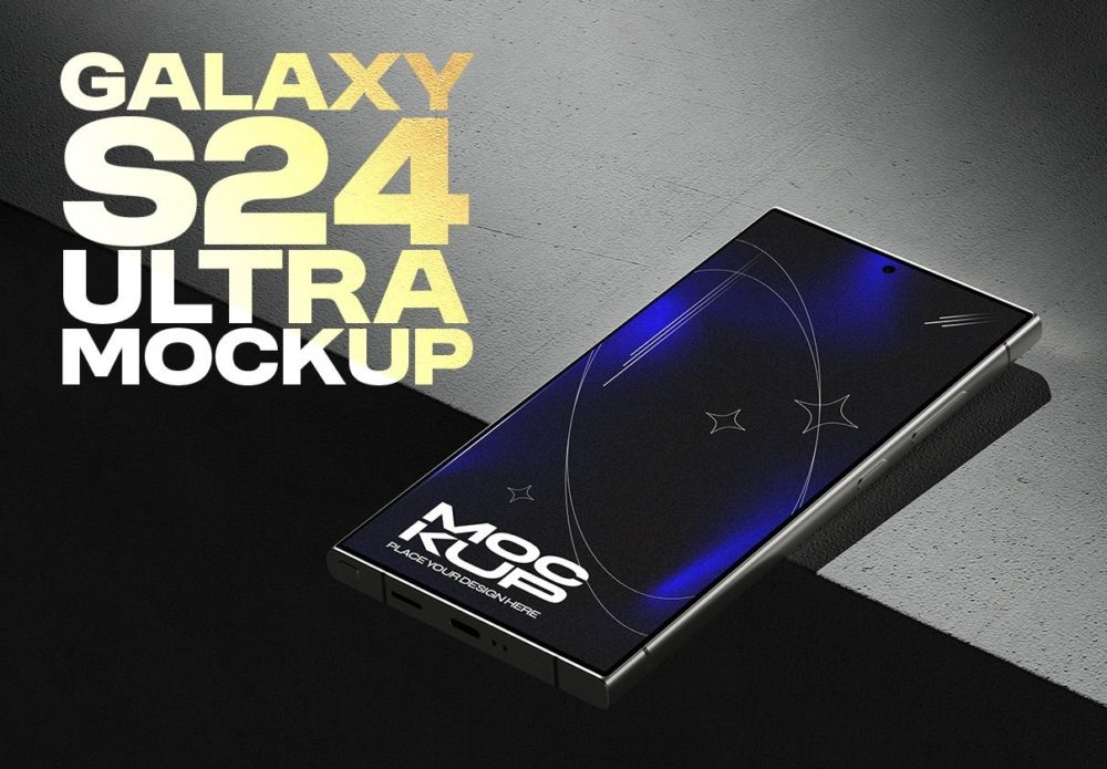 18款高级工业风安卓三星Galaxy S24 Ultra手机APP UI界面设计Ps展示贴图样机模板素材 Galaxy S24 Ultra Mockup 样机素材 第1张