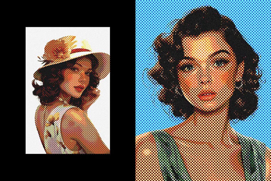 复古半色调照片效果PS模板 Vintage Dotted Halftone Photo Effect 插件预设 第5张