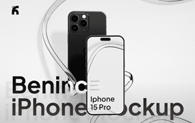 高级极简APP UI界面设计作品集展示苹果iPhone 15 Pro手机样机模板PSD素材 Beninc – iPhone 15 Pro Minimalist Mockup