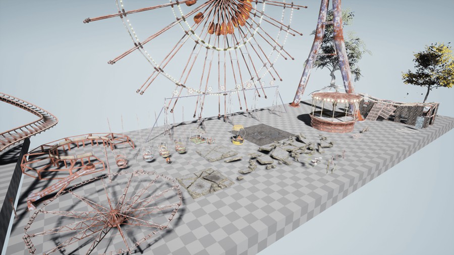 UE模型 苏联时代废弃儿童游乐场摩天轮场景3D模型素材 Unreal Engine Abandoned Amusement Park 样机素材 第17张