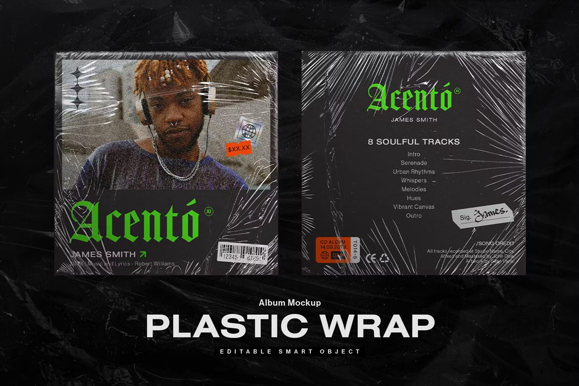 混合胶带塑料包装封面模型Photoshop模板 Mixtape in Plastic Wrap Mockup Template 样机素材 第1张