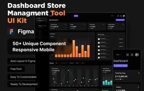 50+屏双配色电商销售数据统计分析仪表盘用户界面设计Figma模板套件 Dashboard Store Managment Tool