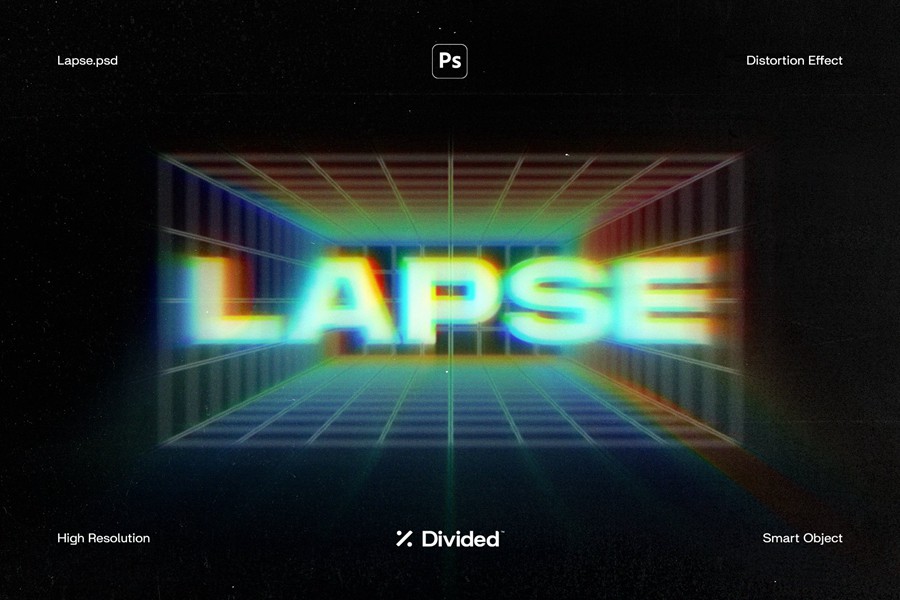 复古几何形状标题文字LOGO图形失真效果PSD模板 Divided - Lapse 插件预设 第1张