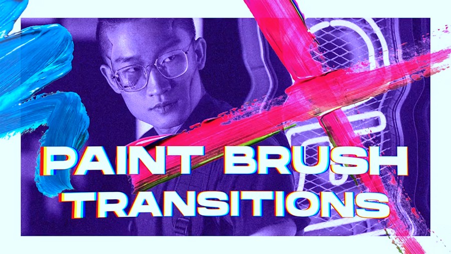 4K油漆笔刷纹理转场过渡效果二合一RP/AE视频模板 Paint Brush Transitions 影视音频 第1张