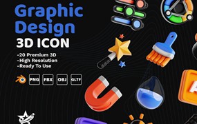 20款时尚科学实验设计软件3D图标Icons设计Blender/PNG/OBJ格式素材 Graphic Design 3D Icon