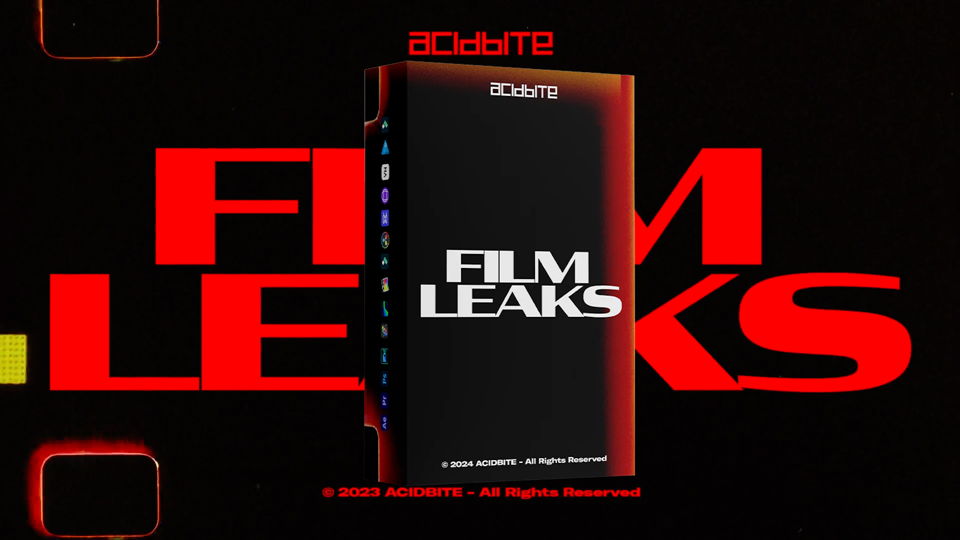 Acidbite - Film Leaks 34种4K高质量16MM胶片漏光划痕穿孔颗粒粗糙感纹理转场过渡视频效果叠加素材+SFX音效 影视音频 第1张