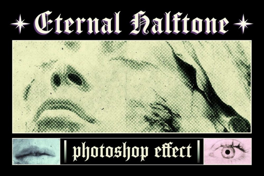 复古半色调Riso印刷照片效果PSD特效样机模板 Eternal Halftone Photo Effect 插件预设 第1张